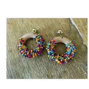 Bohemian Multicolor Beaded Boutique Circle Earrings